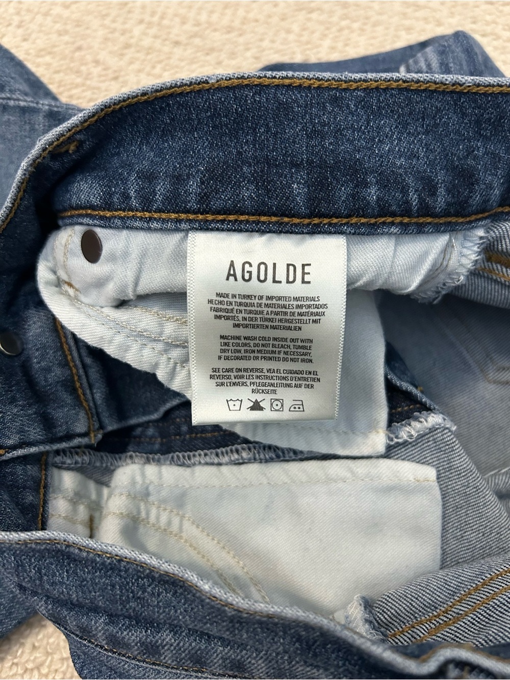 Agolde Dark Blue High-Rise Straight Crop Jeans - Picture 2 of 6